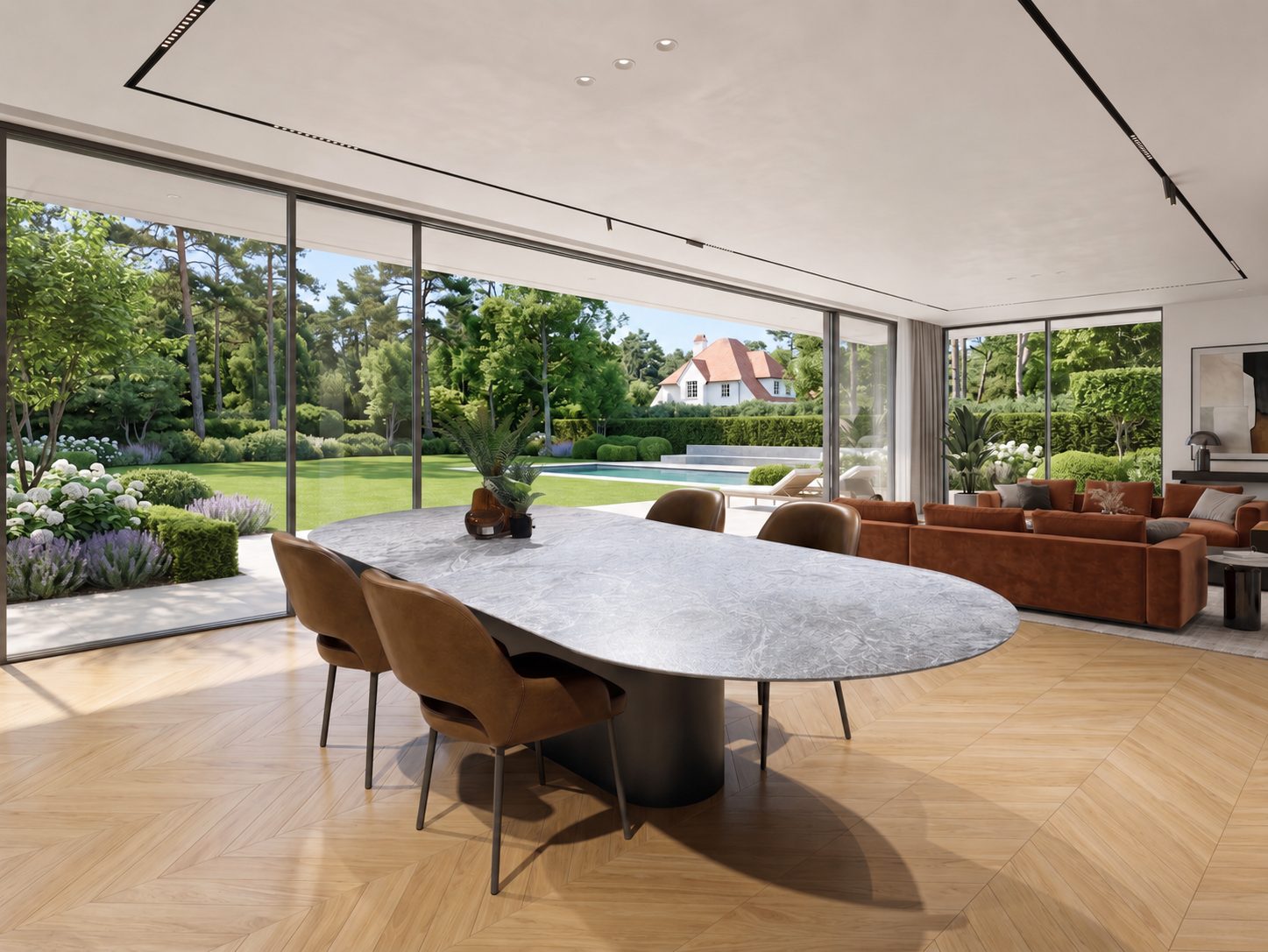 Table en céramique COLOMBUS — Atlas bronze mat · Tonneau · Cer 400