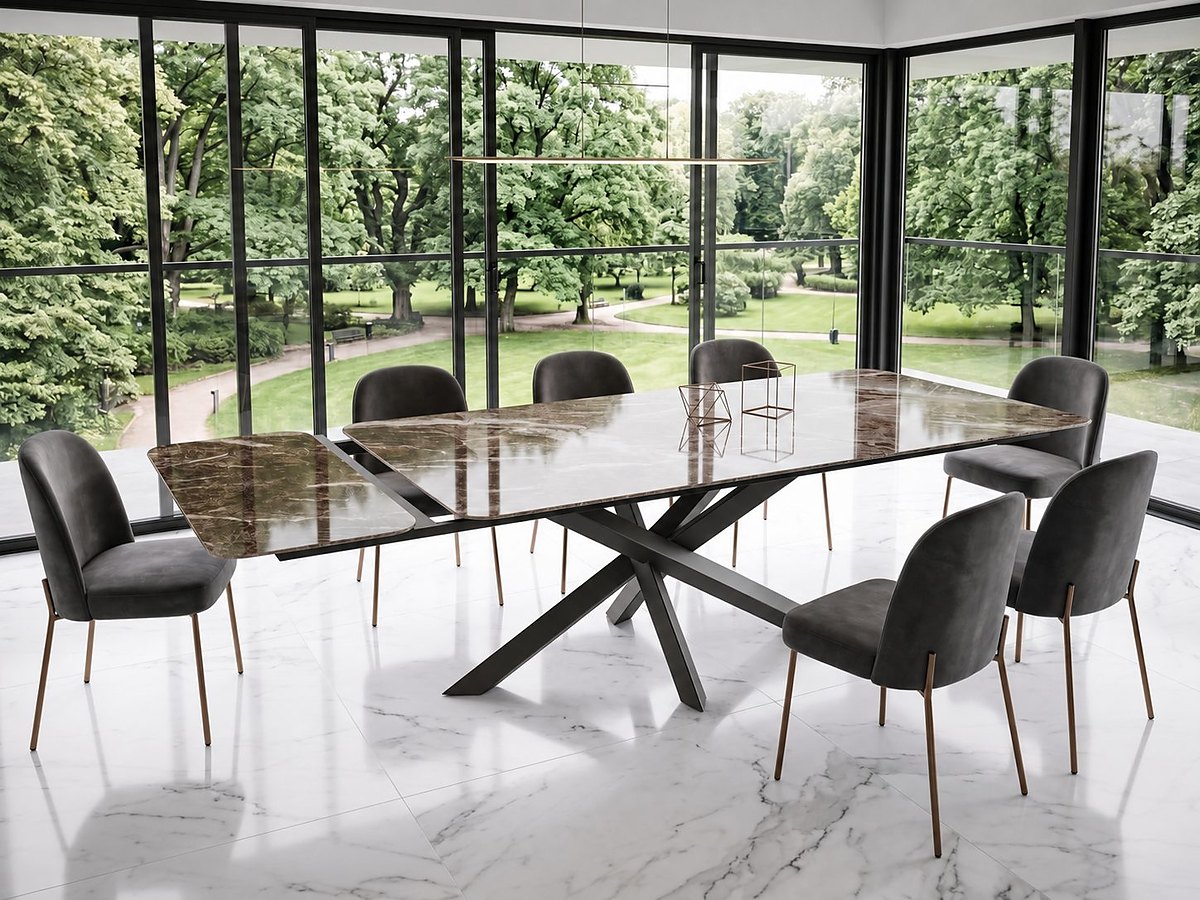 Table céramique COLOMBUS — Versatile à rallonges · Cer 903 poli miroir