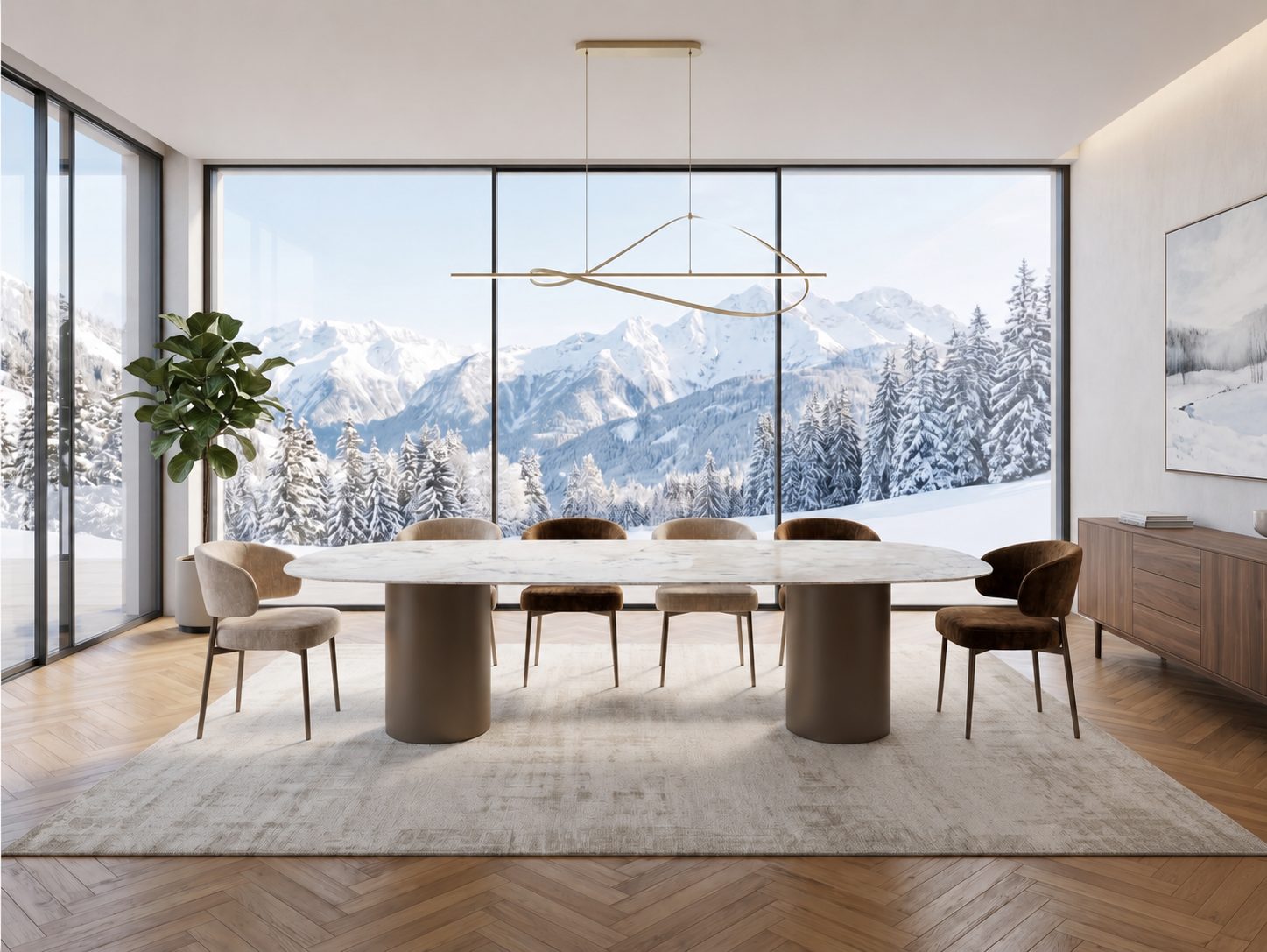 Table COLOMBUS — Byblos bronze mat · Tonneau