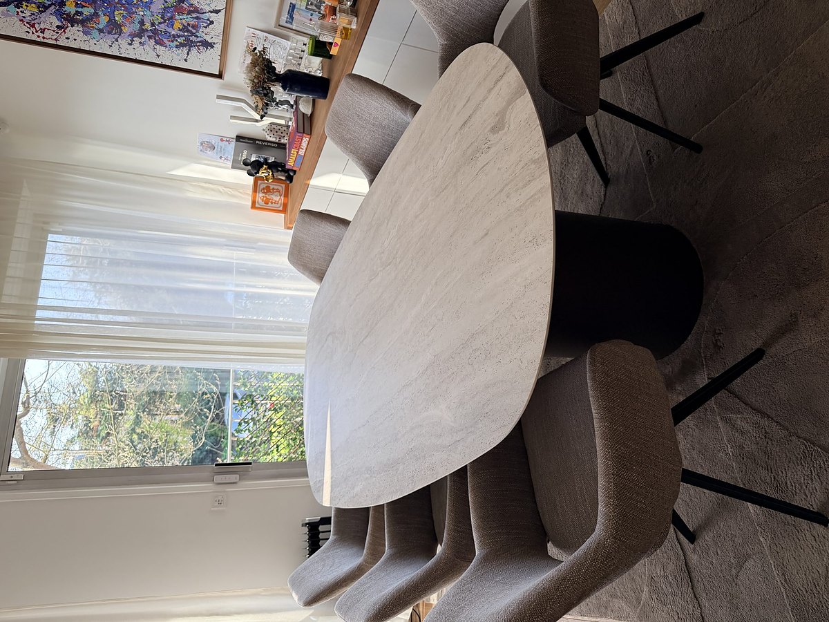 Table céramique COLOMBUS — Byblos · Tonneau · Cer 888 Travertin Prestige