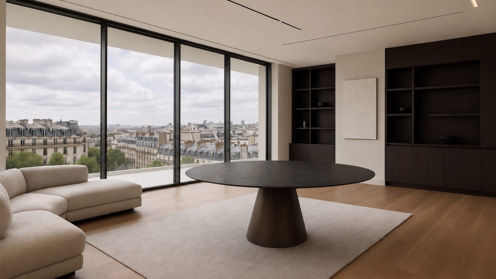 Table ronde en céramique COLOMBUS — Ikonic bronze mat · Ronde